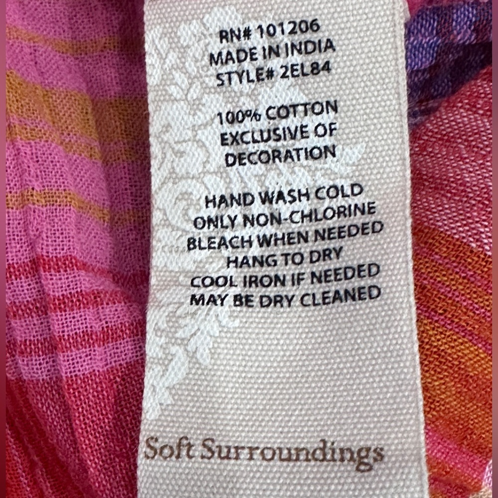 Soft Surroundings Sansonne Rainbow Plaid‎ Crinkle Blouse M - Picture 11 of 11